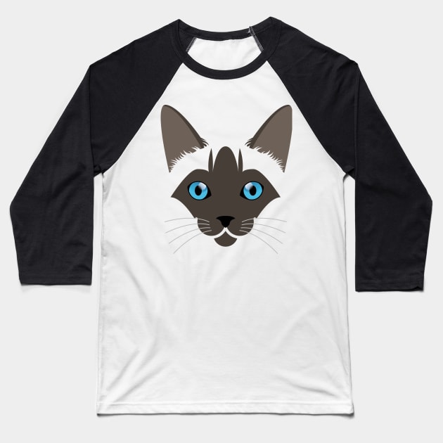 Siamese cat face Baseball T-Shirt by ShirtBricks